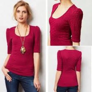 ANTHROPOLOGIE Deletta Embossed Top Sz S